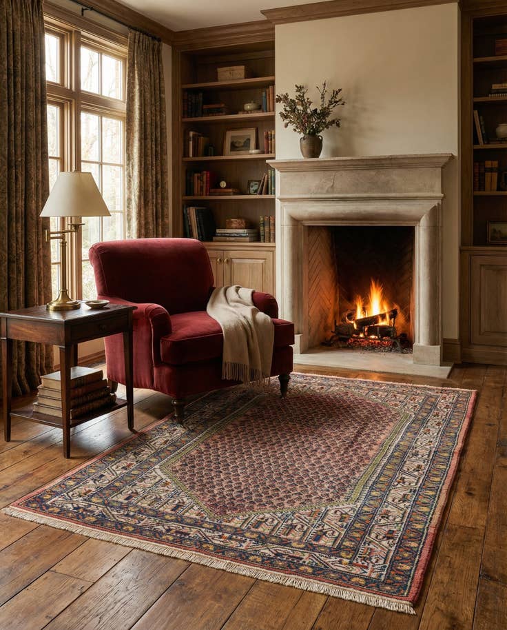 Detail image of 4' 1 x 6' 10 Hand Knotted Mir Wool Rug