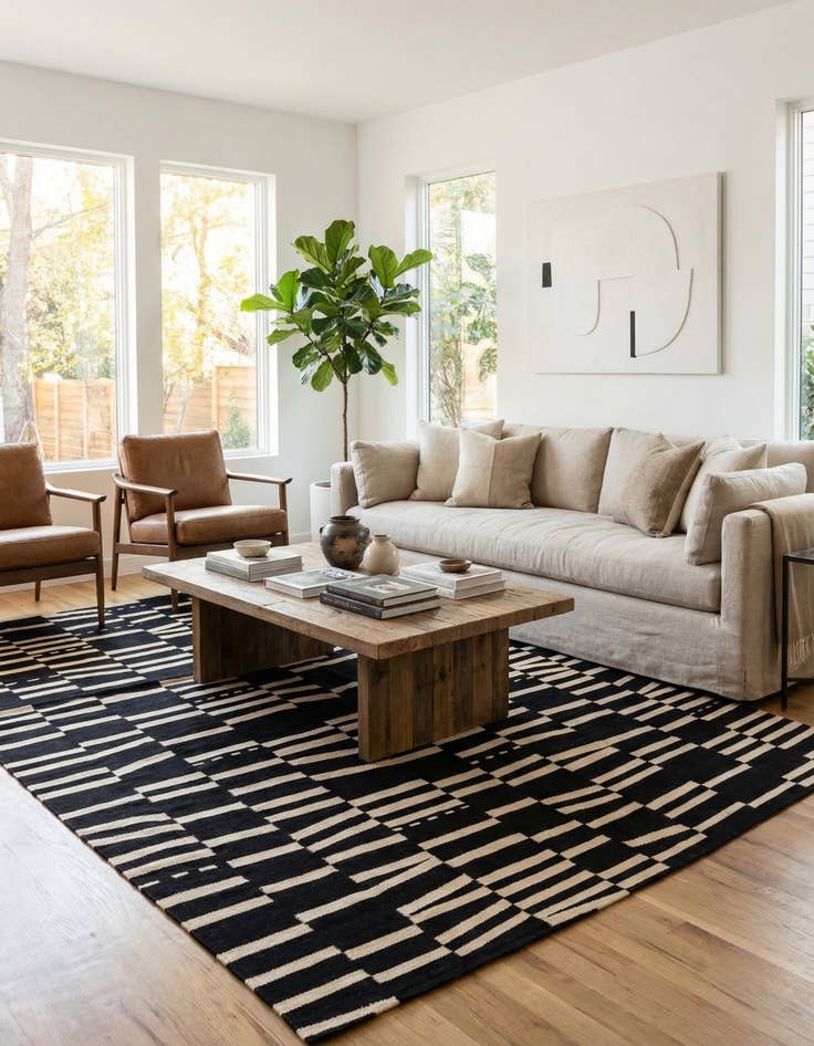 Detail image of 6' 9 x 9' 10  Hand Woven Kilim Modern Wool Rug