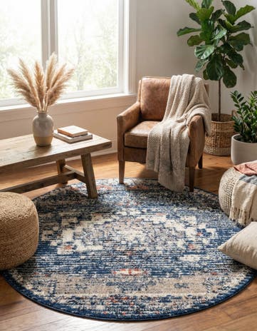 Blue Tucson Round Rug