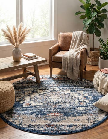 Blue Tucson Round Rug