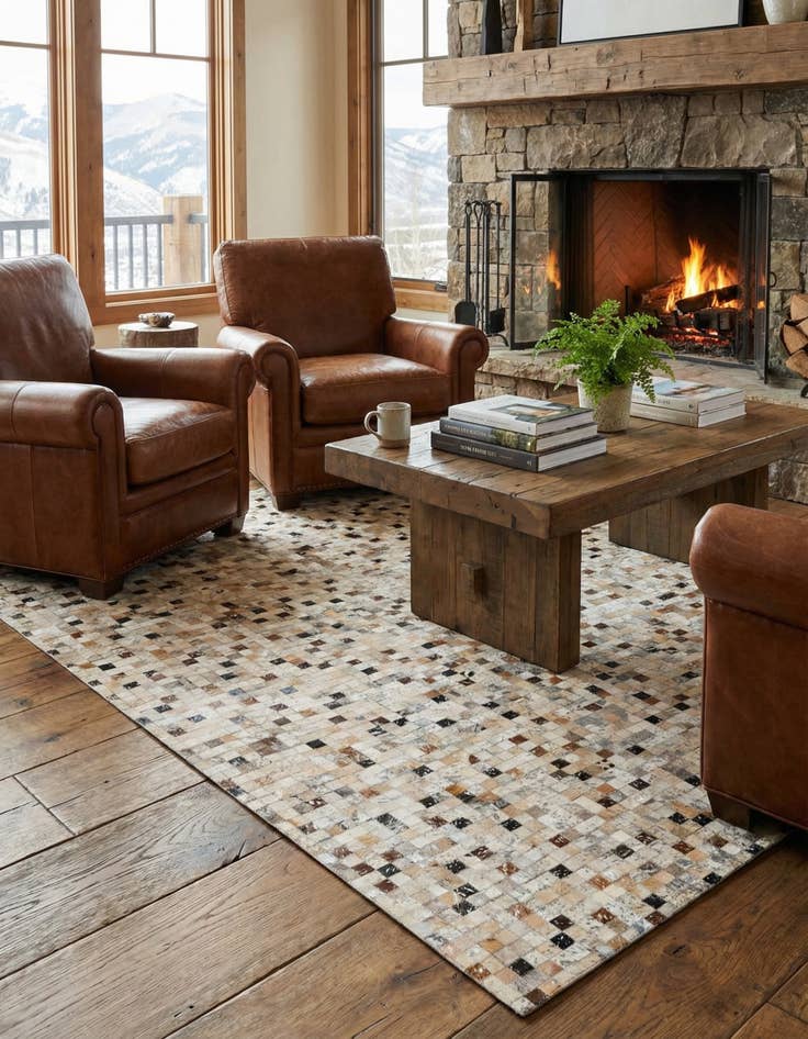 Detail image of 5' 1 x 7' 7 Cowhide Stocks Rug