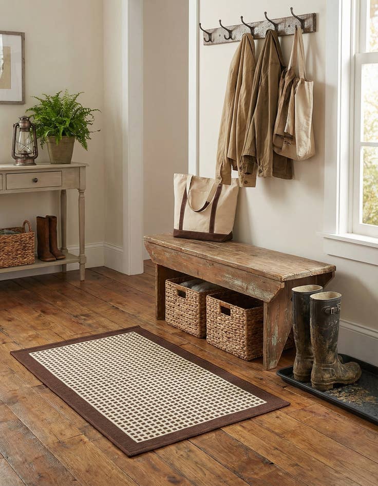 Detail image of 2' x 3' Easy-Clean Border Indoor / Outdoor Rug