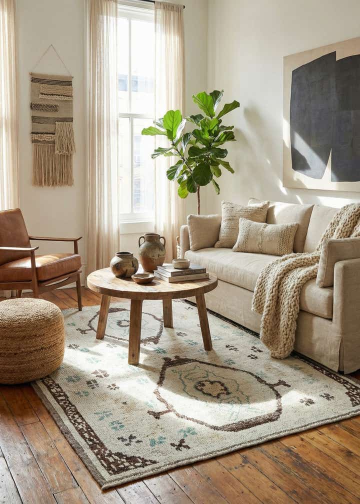 5' 8 x 7' Hand Knotted Moroccan Wool Rug