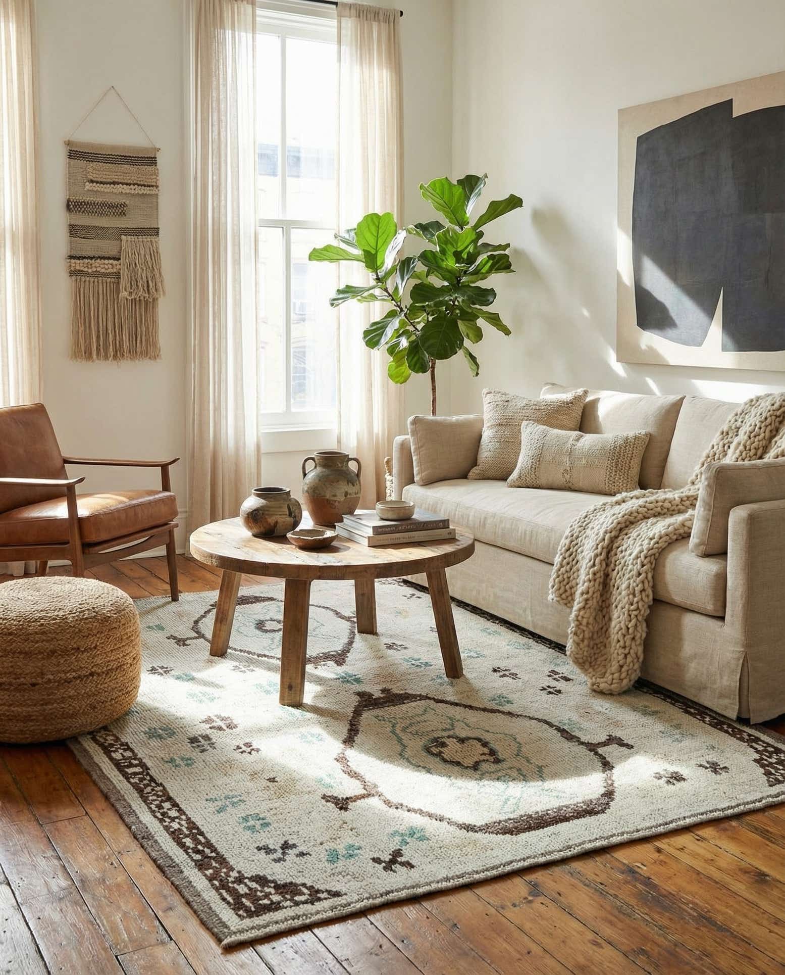 5' 8 x 7' Hand Knotted Moroccan Wool Rug