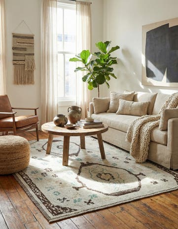 5' 8 x 7' Hand Knotted Moroccan Wool Rug
