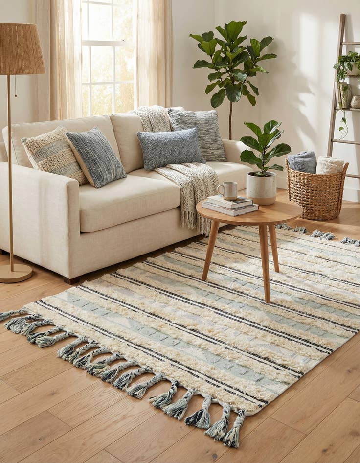 Detail image of  4' 1 x 6' 1  Hand Woven Arizona Wool Rug