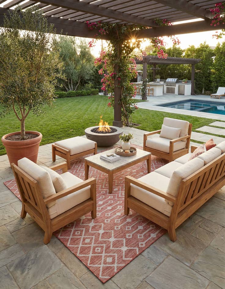 Detail image of  13' x 13'  Washable Lattice Indoor / Outdoor Square Rug