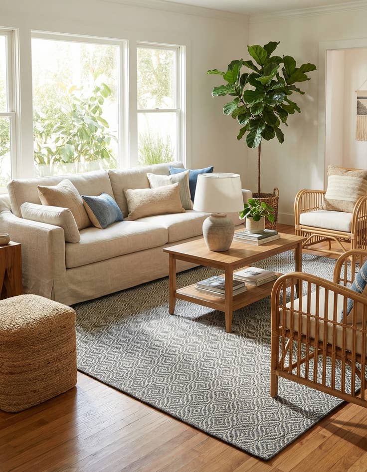 Detail image of 7' 10 x 11'  Washable Trellis Indoor / Outdoor Rug