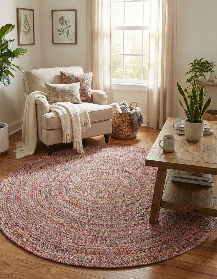 Detail image of 5' 3 x 5' 3  Hand Woven Eco Verse   Washable Indoor / Outdoor Round Rug