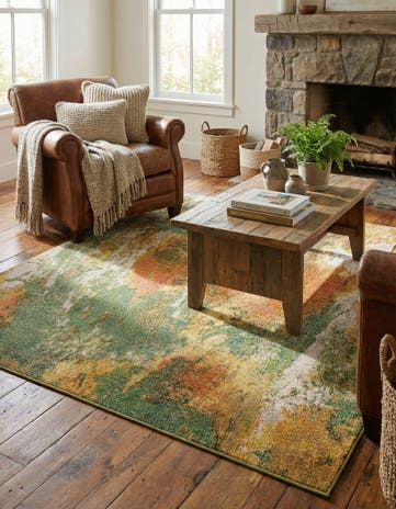 Green Washable Haerfest Square Rug