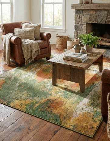 Green Washable Haerfest Square Rug
