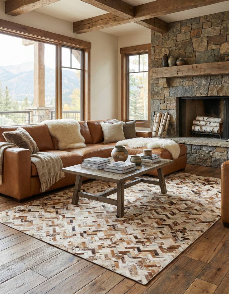 Detail image of 5' x 8' 1 Cowhide Leather Rug