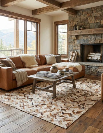 5' x 8' 1 Cowhide Leather Rug