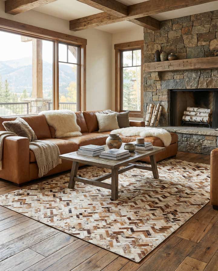 5' x 8' 1 Cowhide Leather Rug
