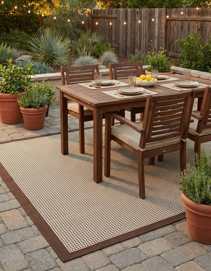 Detail image of 7' 10 x 7' 10  Washable Border Indoor / Outdoor Square Rug