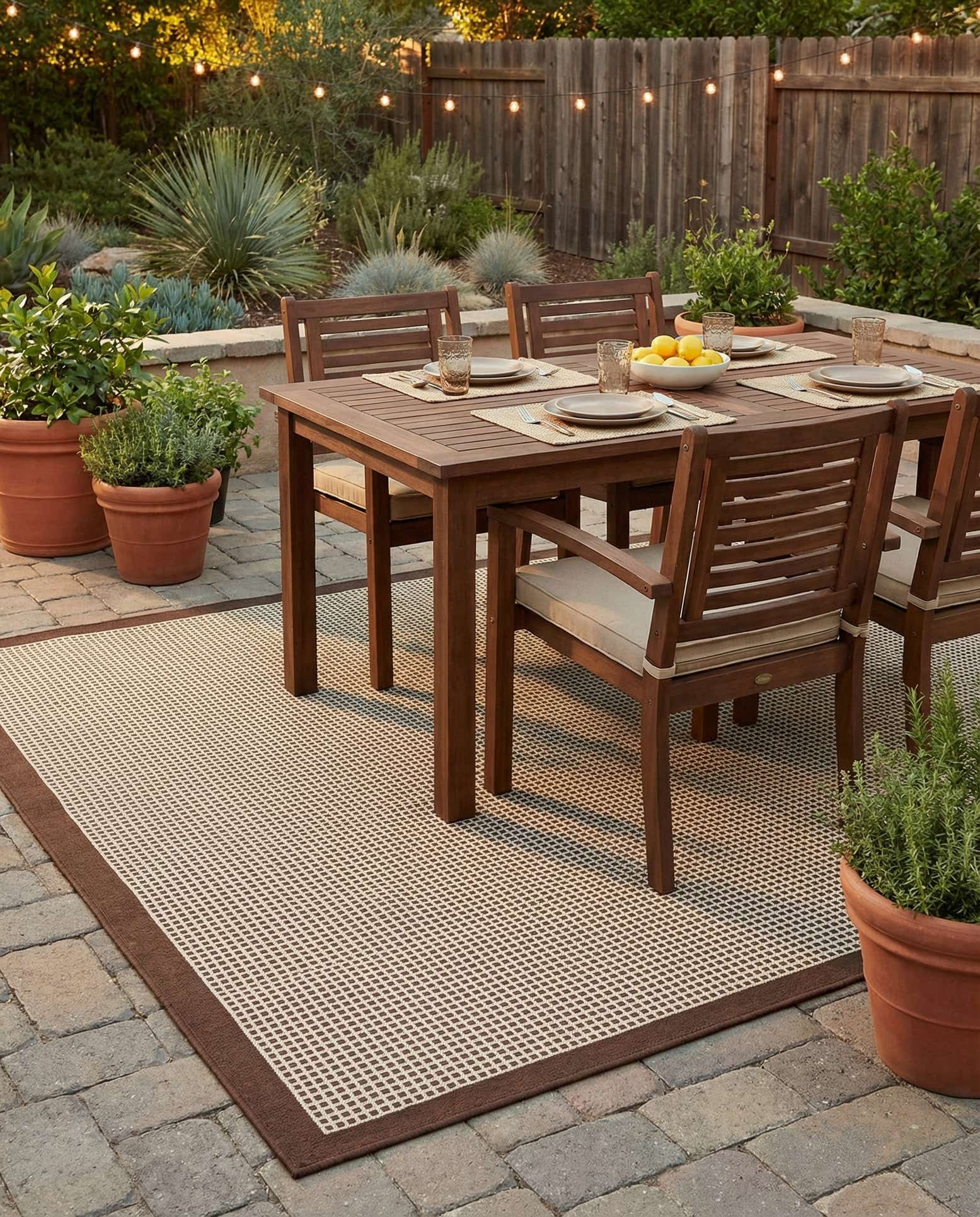 7' 10 x 7' 10 Easy-Clean Border Indoor / Outdoor Square Rug