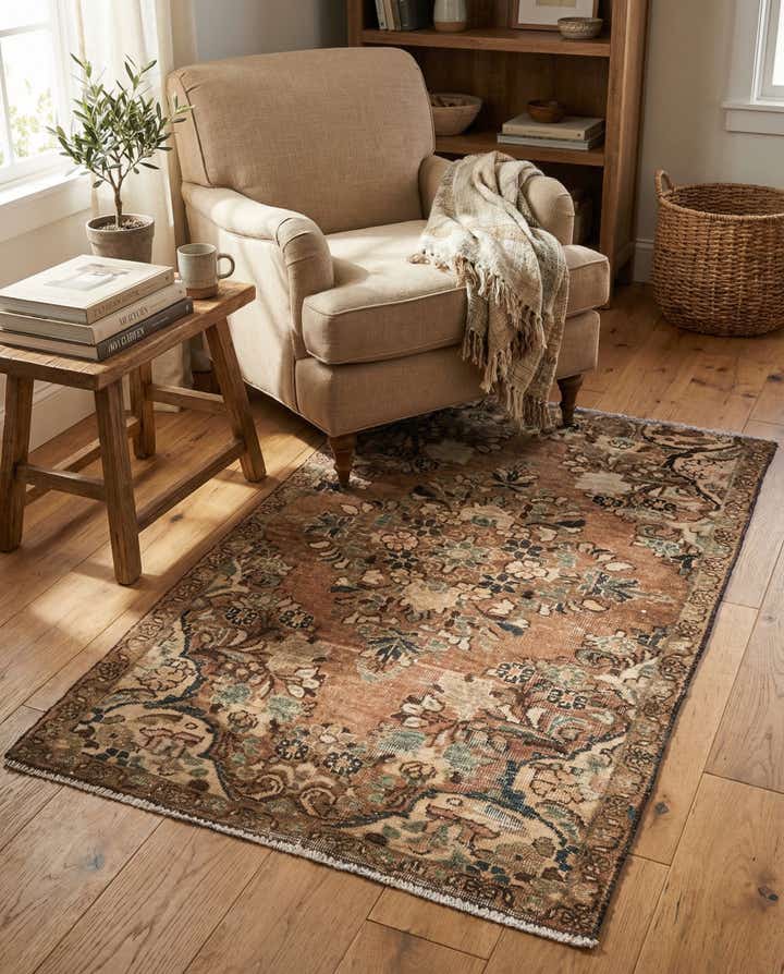 3' 3 x 5' 1 Hand Knotted Ultra Vintage Persian Wool Rug