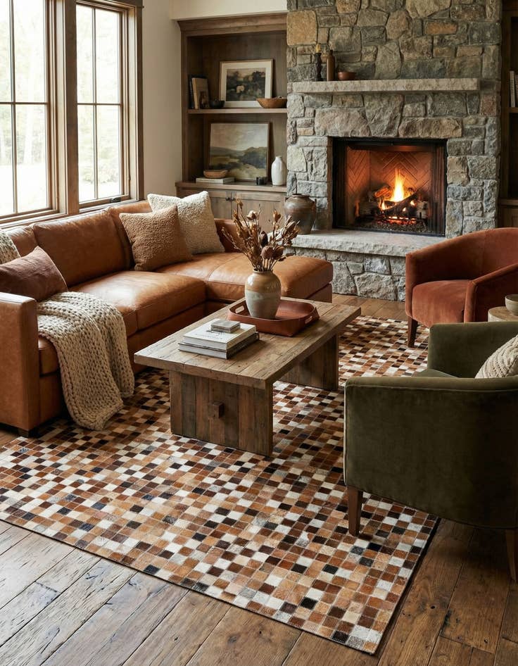 Detail image of 5' x 7' 10 Cowhide Stocks Rug