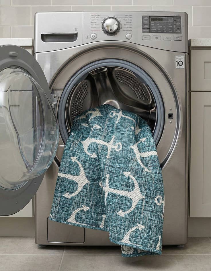 Detail image of 4' x 6'  Washable Coastal Indoor / Outdoor Rug