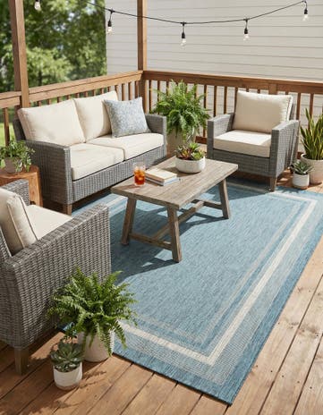 7' x 10' Easy-Clean Border Indoor / Outdoor Rug