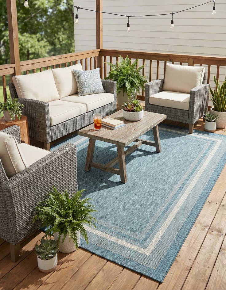 Detail image of 7' x 10'  Washable Border Indoor / Outdoor Rug