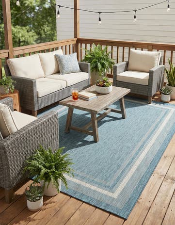 7' x 10' Easy-Clean Border Indoor / Outdoor Rug