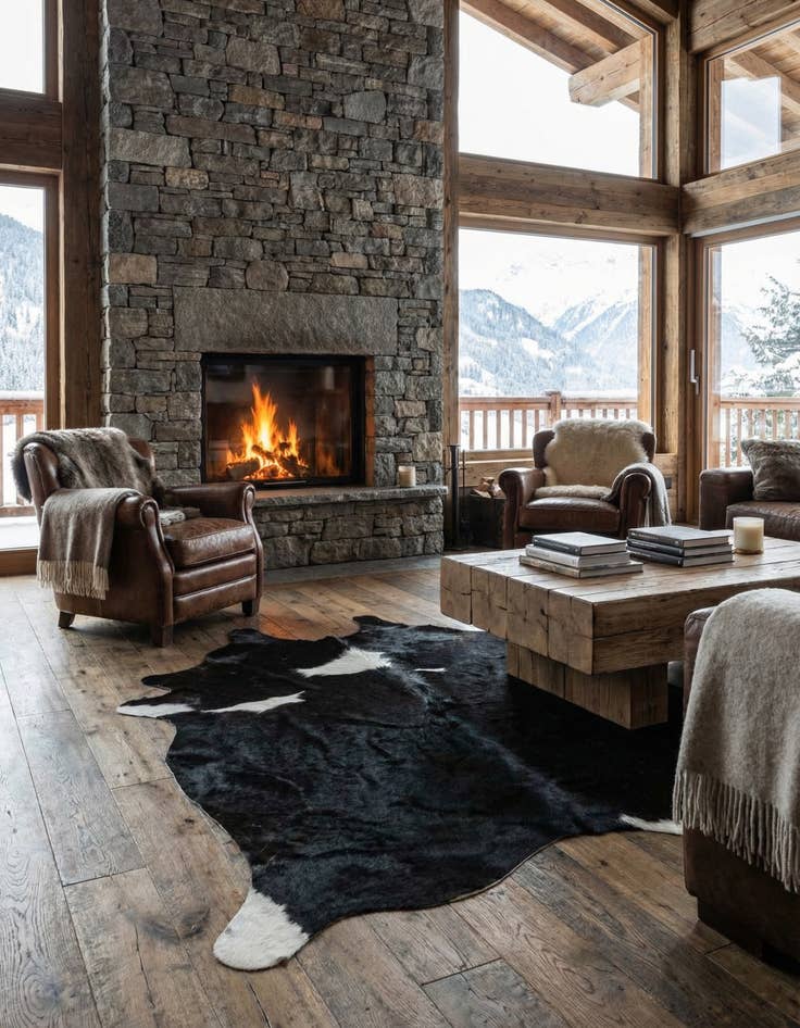 Detail image of 4' 10 x 4' 10 Cowhide Leather Square Rug