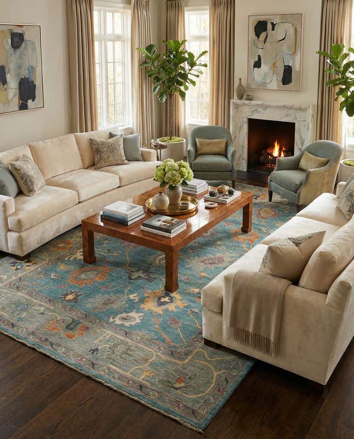 8' 11 x 11' 11 Hand Knotted Oushak Rug