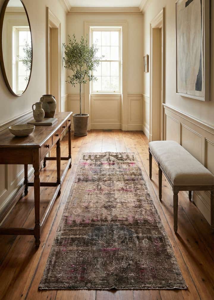 3' 7 x 8' 9 Hand Knotted Ultra Vintage Persian Wool Runner Rug