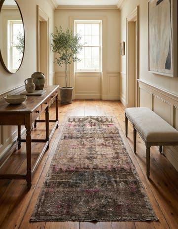 3' 7 x 8' 9 Hand Knotted Ultra Vintage Persian Wool Runner Rug