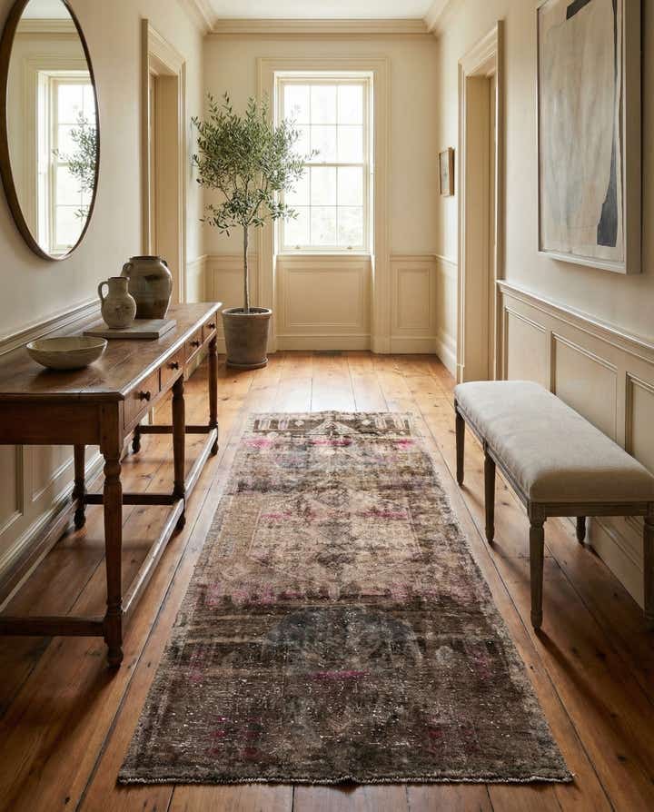 3' 7 x 8' 9 Hand Knotted Ultra Vintage Persian Wool Runner Rug