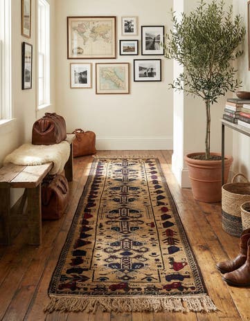 2' 2 x 9' 6 Hand Knotted Lahour Oriental Wool Runner Rug