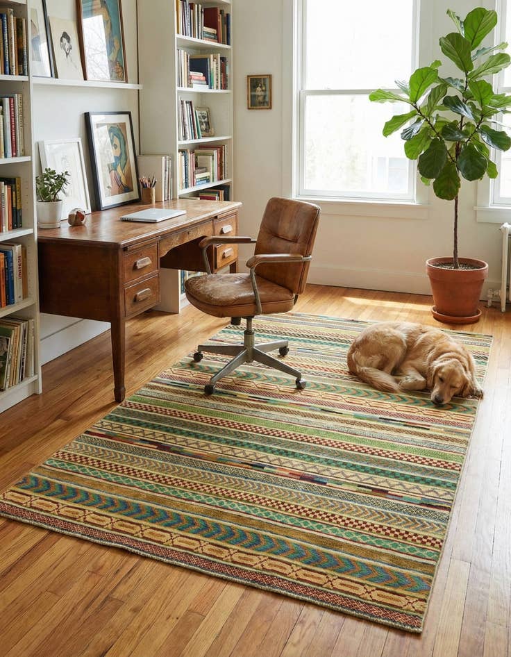 Detail image of 3' 11 x 5' 10  Hand Knotted Modern Ziegler Rug