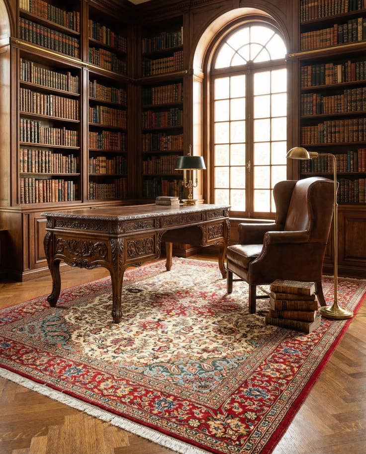Detail image of 4' 11 x 7' 7 Hand Knotted Qom Persian Rug