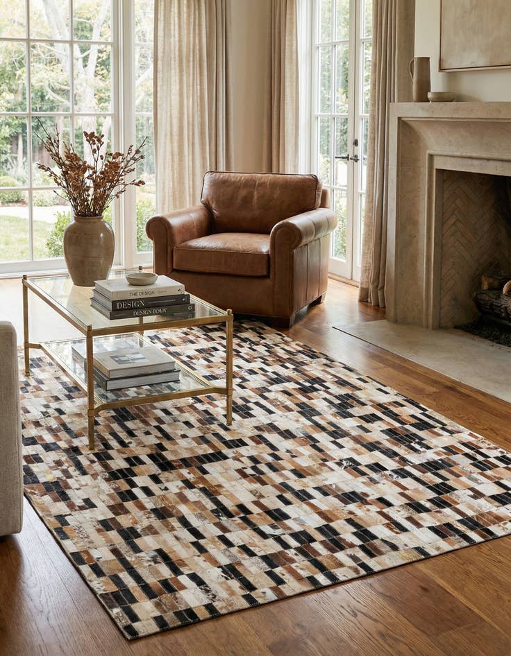 Detail image of 5' x 7' 10 Cowhide Leather Rug