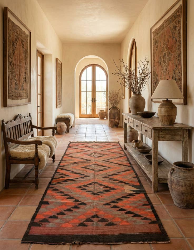 Detail image of 4' 8 x 11' 10  Hand Woven Kilim Fars Wool Runner Rug