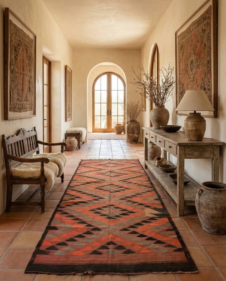 Detail image of 4' 8 x 11' 10 Hand Woven Kilim Fars Wool Runner Rug