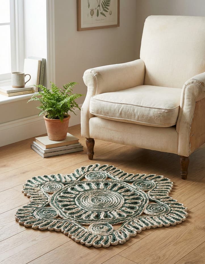 2' x 2' Handmade Braided Jute Round Rug
