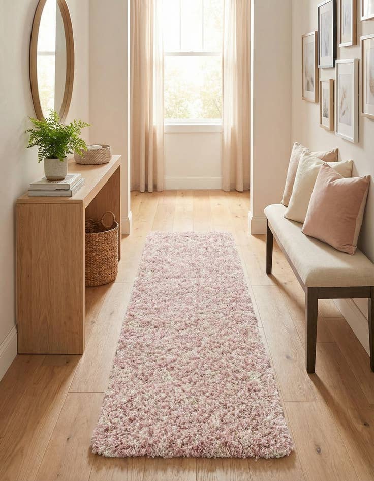 Detail image of 2' x 7' Moroccan Trellis Shag Runner Rug