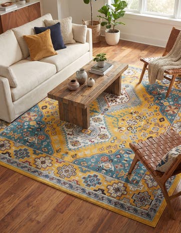 Yellow Gold Kamala Washable Square Rug