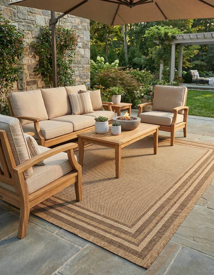 Detail image of  9' x 12'  Washable Border Indoor / Outdoor Rug