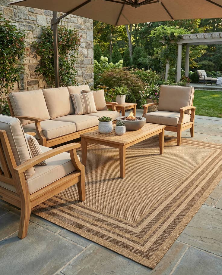 Detail image of 9' x 12' Easy-Clean Border Indoor / Outdoor Rug
