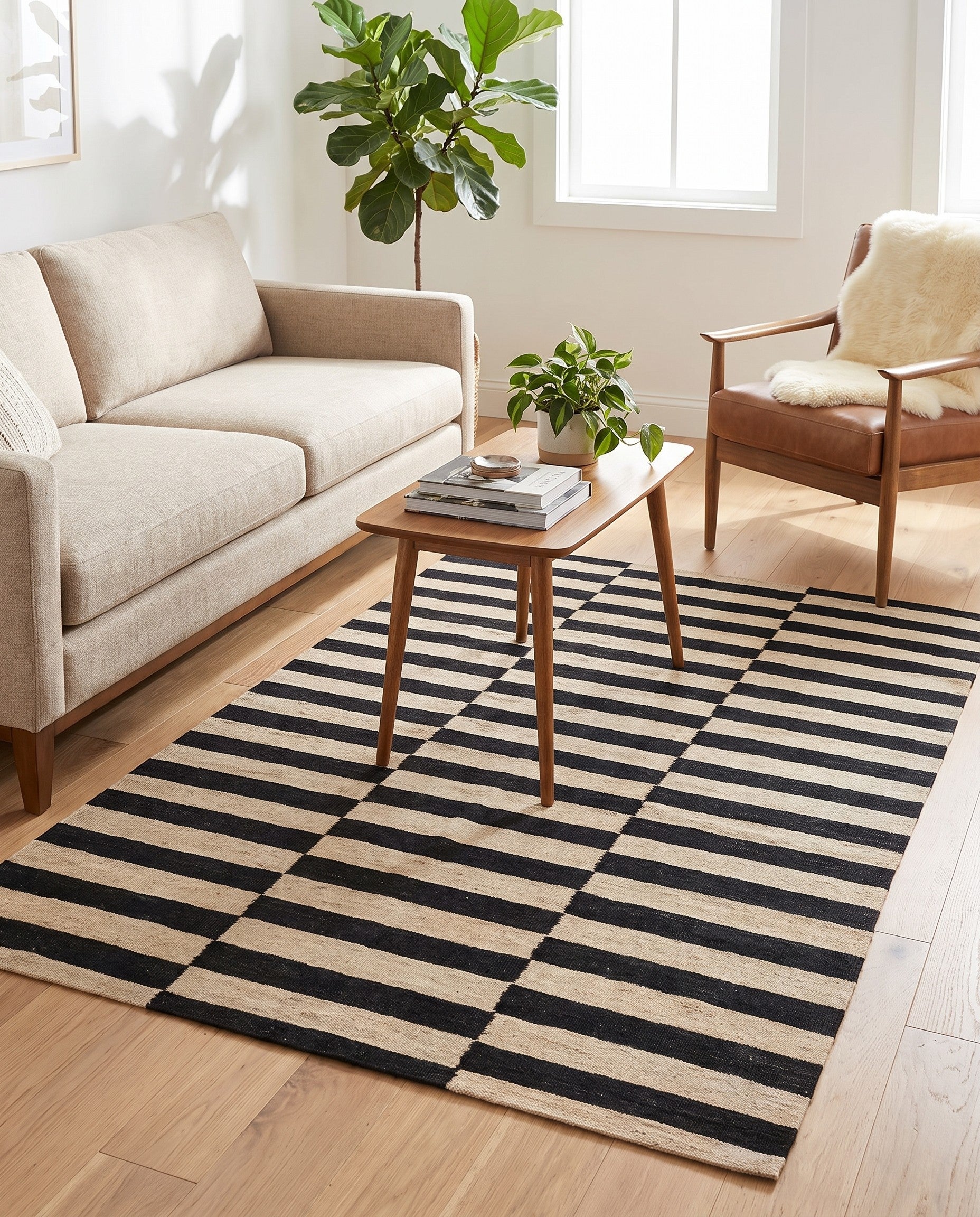 4' 3 x 5' 10 Hand Woven Kilim Modern Wool Rug