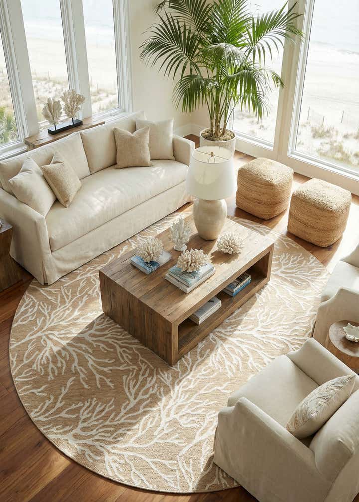 13' x 13' Easy-Clean Coastal Indoor / Outdoor Round Rug
