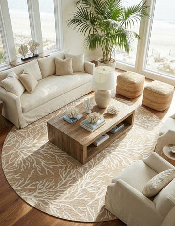 13' x 13' Easy-Clean Coastal Indoor / Outdoor Round Rug