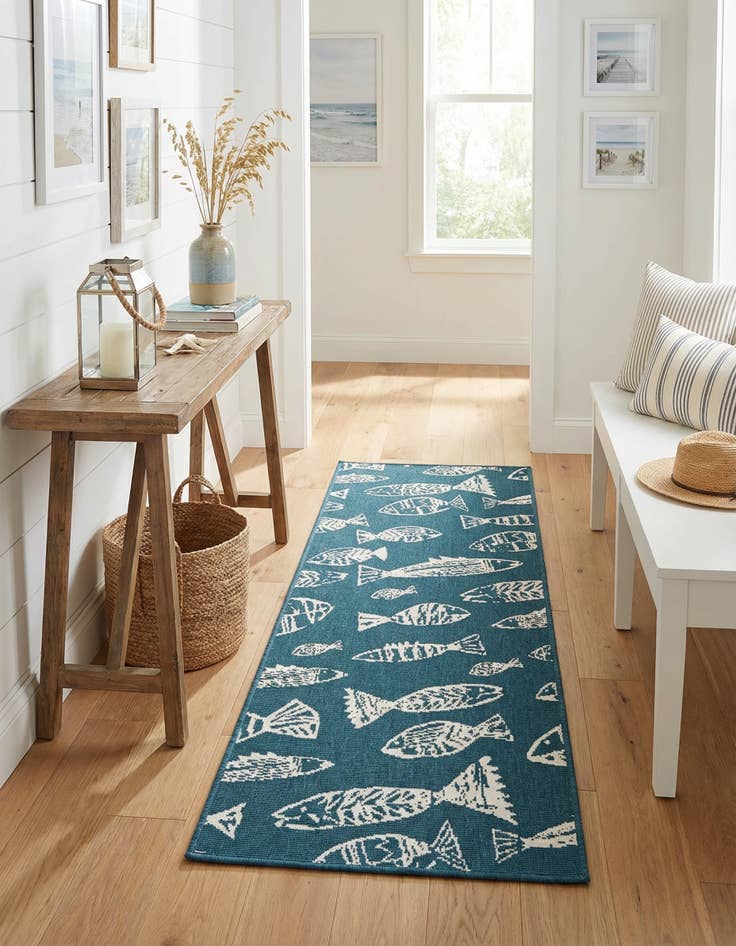 Detail image of 2' x 6'  Washable Coastal Indoor / Outdoor Runner Rug