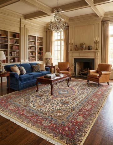 8' x 11' 6 Hand Knotted Kashmar Persian Wool Rug