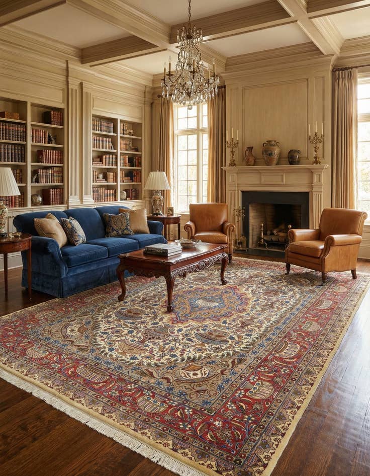 Detail image of 8' x 11' 6 Hand Knotted Kashmar Persian Wool Rug