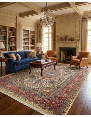 8' x 11' 6 Hand Knotted Kashmar Persian Wool Rug