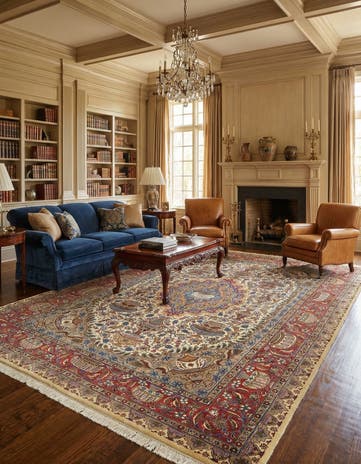 8' x 11' 6 Hand Knotted Kashmar Persian Wool Rug